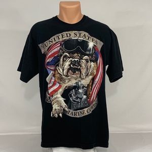 Bayside USMC Marine Corps Bulldog Graphic Tee USA